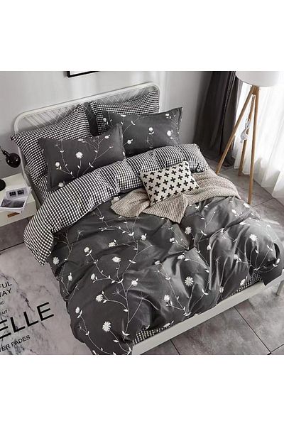 Pucioasa 100% cotton percale bed linen for 1 person, daisies