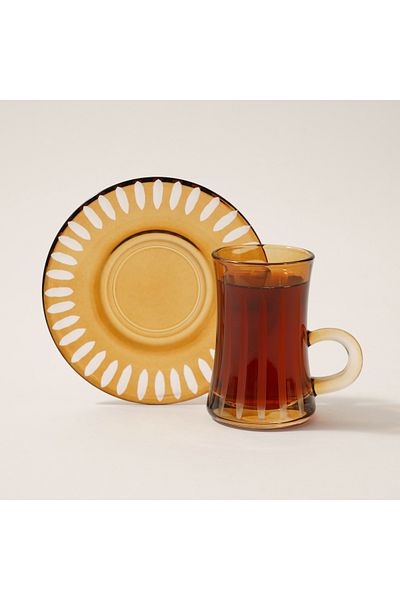 Dallaty 12pcs glass tea set brown