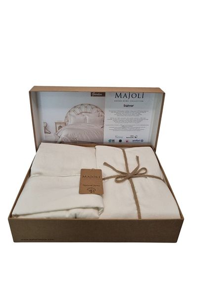 Bahar Tekstil Pre-washed poplin bed linen 1 person, Majoli Bahar, Gardenia Ecru
