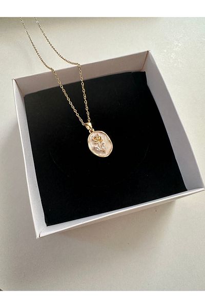 Lumina Atelier Rose Enamel Steel Necklace