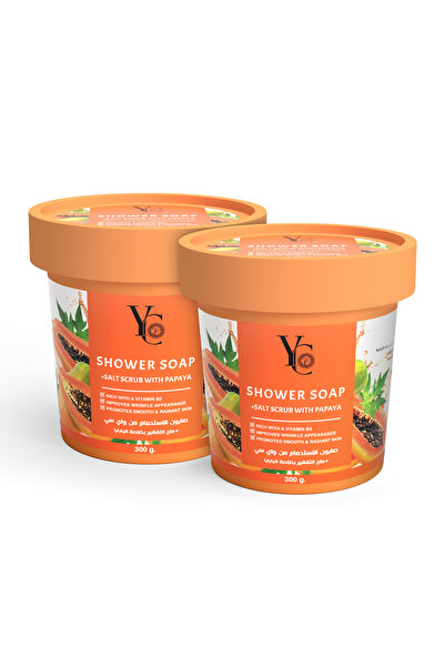 YC صابون استحمام + مقشر ملح بالبابايا - قطعتين