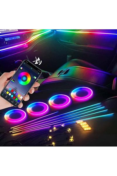 divendi-ro 18 in 1 RGB 18 in 1 car ambient light kit, acrylic strips, wireless
