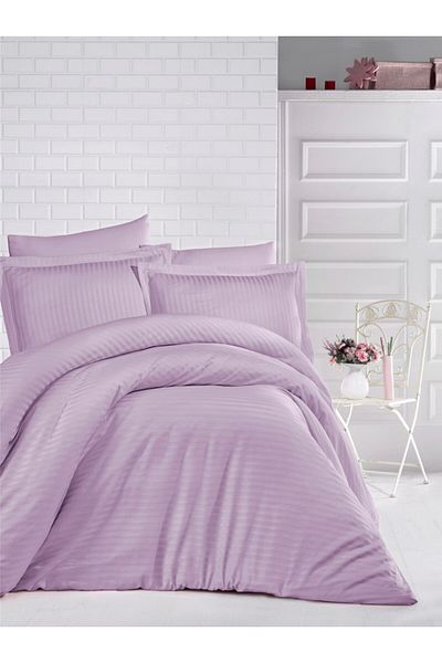 Pucioasa Thick damask bed linen 1 person, Lila