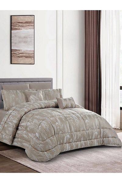 Donetella Luxury 5-Piece Bedding Set – Single Size Poly Jacquard Comforter with 350 GSM Poly Silk Filling