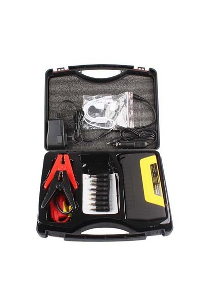 divendi-ro Kit de pornire auto cu compresor de aer 150PSI, manometru și cabluri de curent, negru-galben