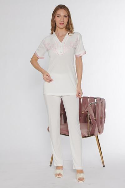 FLZ Short Sleeve Zakkum Classic Pajama Set with Lace Details 88-119