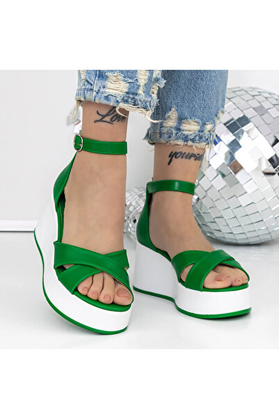 mei Women's Platform Sandals 3Y12 Green |