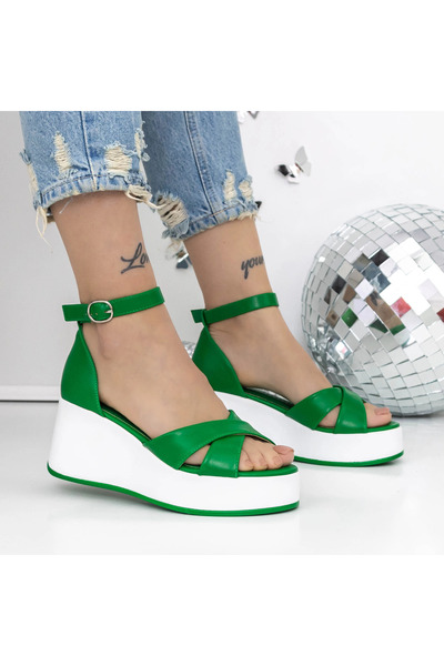 mei Women's Platform Sandals 3Y12 Green |