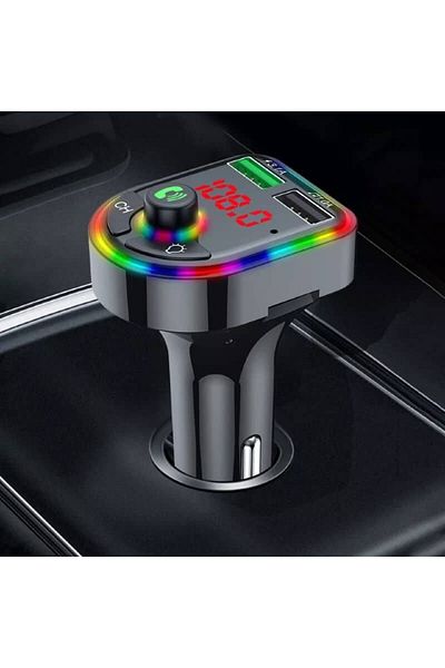 divendi-ro FM Modulator, with Bluetooth 5.0, fast charging, 3 charging ports, RGB, black