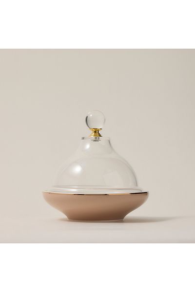 Dallaty beige porcelain date bowl with lid 13*13*12 cm