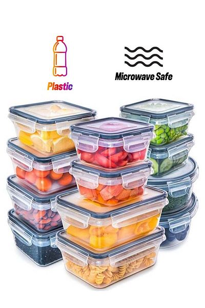 LA' PRECIOUS Airtight Meal Prep Container Set With Locking Lids, 12pcs Re-usable Plastic Food Storage Co