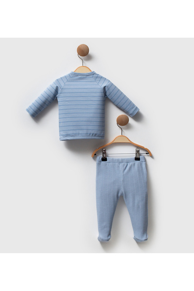 Cassiope Kruvaze Çizgi Baskılı İkili Takım