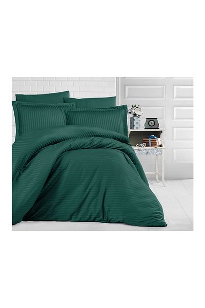 Pucioasa Thick damask bed linen 1 person, Green