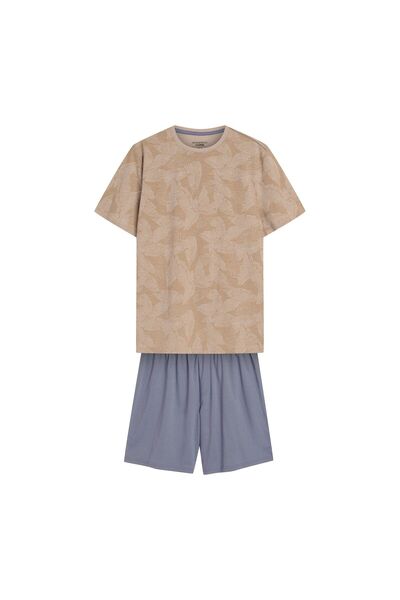 ESOTIQ Men's Classic Short Pajama Set T-Shirt & Shorts 100% Cotton Breathable Soft Camo Design | South