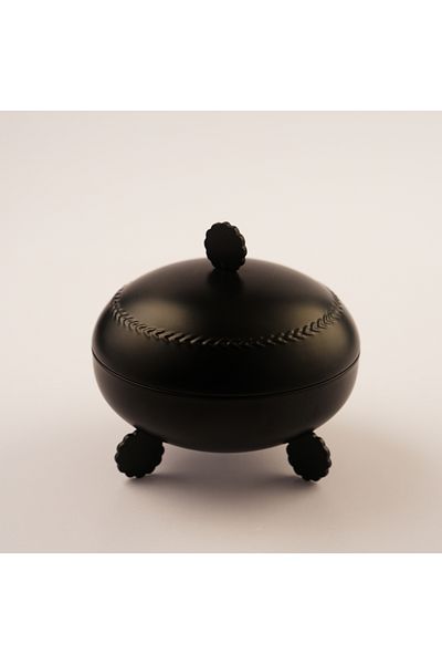 LA MESA Metal Serve Bowl With Lid Black Plated 12*12*12Cm, Black