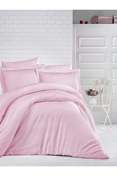 Pucioasa Thick damask bed linen 1 person, Pink