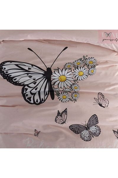 Pucioasa Single bed linen with butterflies, 100% cotton ranforce, Pucioasa, Daisy Love Pink