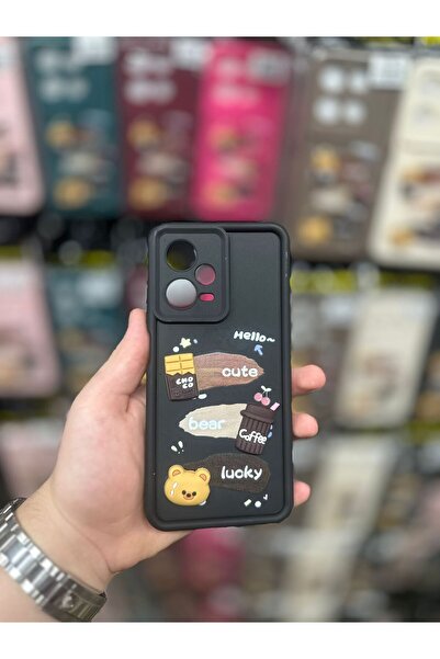 yuscerham Redmi Note 12 Pro plus Uyumlu Sevimli Ayıcık ve Kahve Desenli Kabar...