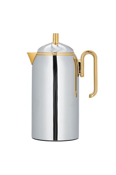 ALSAIF Coffee and Tea Vacuum Flask, leak-proof and keeps drinks hot, 0.3 Liter, Chrome/Gold