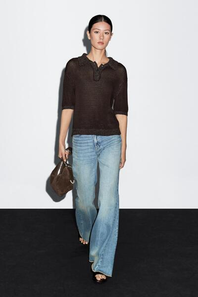 Massimo Dutti Kontrast yakalı polo kazak