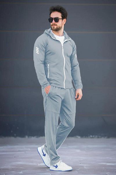Oksit Remi Slim Fit Diver Fabric Hooded Zippered Men's Tracksuit Set