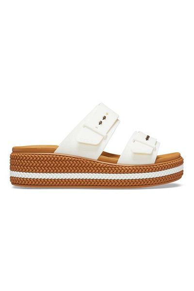 Crocs Brooklyn Woven Buckle Slippers 39-40 Eu - W9 Us White - Chalk