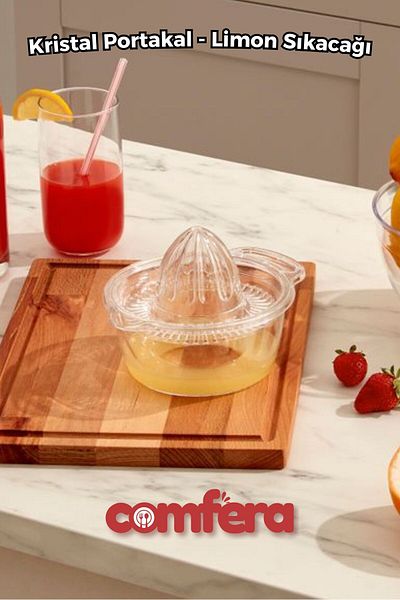 Comfera Crystal Orange - Lemon Squeezer, Durable Plastic - with Collection Chamber