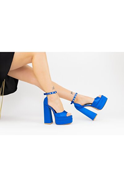 mei Γυναικεία Σανδάλια με Χοντρό Τακούνι και Πλατφόρμα 2SY7 Μπλε |