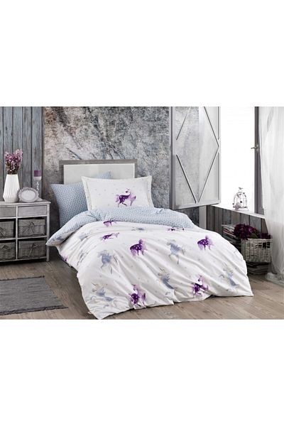 Hobby Bed linen 1 person 100% cotton poplin, Home, Unicorn Mia - Damson