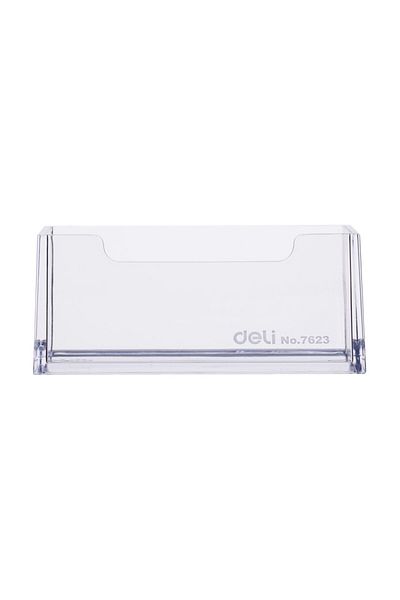 Deli Acrylic Business Card Holder, Clear Design, Desktop Stand, Durable and Compact Organizer