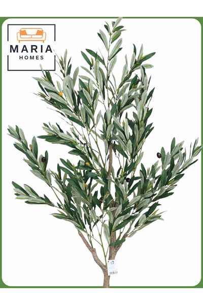 MARIA HOMES Artificial Olive Tree 130 cm – Indoor Decorative Plant with white Pot
