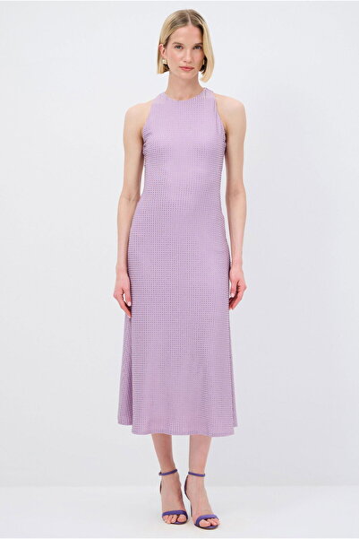 adL Mert Aslan Halter Yaka Örme Taşlı Elbise