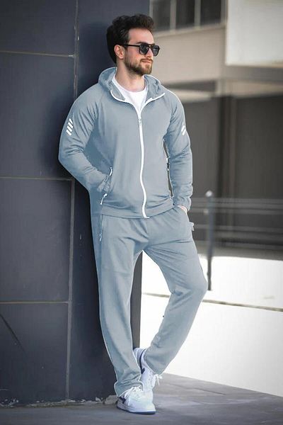 Oksit Remi Slim Fit Diver Fabric Hooded Zippered Men's Tracksuit Set