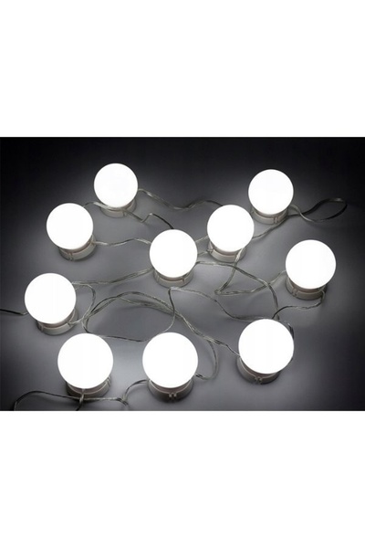 divendi-ro Set de 10 becuri LED pentru oglindă cu variator de intensitate, 3 nuanțe de culoare, ventuze sau adeziv - Alb