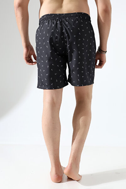 ZEND POLO Black Patterned Men's Swim Shorts