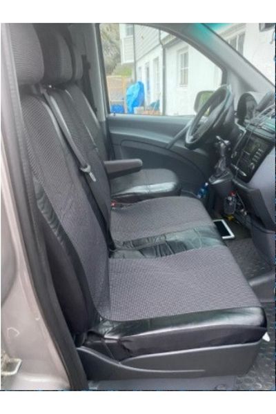 CED AUTO TRADE Set of 2+1 front passenger seat covers, black with gray, -leather with fabric
