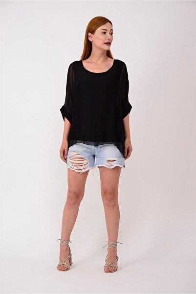 Park Moda 6061 Yarasa Kol Sırt Bağlamalı Ipek Bluz