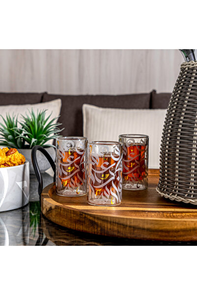 Dallaty gold and grey glass tea cups set 6 pcs