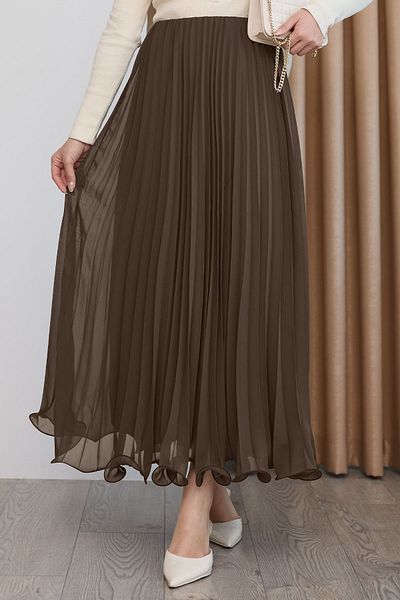 InStyle Flowy Curvy Brown Chiffon Skirt