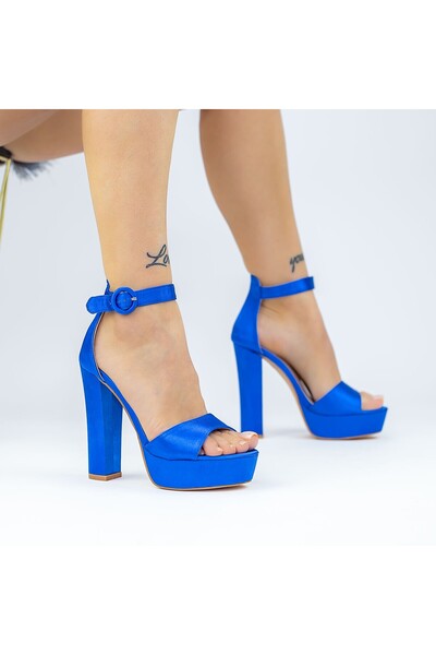 mei Sandale Dama cu Toc gros si Platforma KV50B Albastru |
