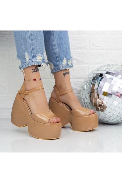 Botinelli Sandale Dama cu Platforma TN-34 Bej