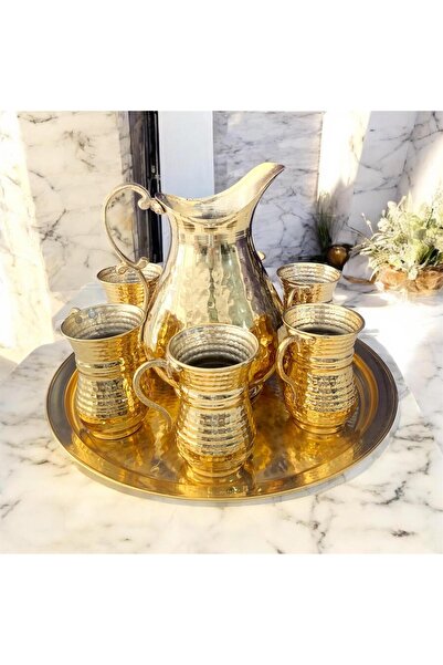 partridge store bakır ayran seti (tepsi+6bardak+1sürahi)