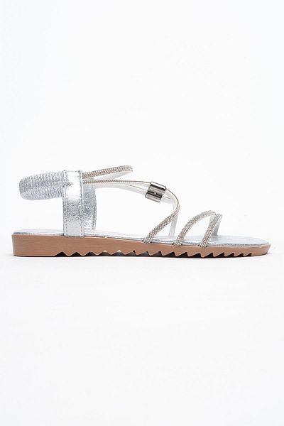 CCWAY AYAKKABI Women's Accessory Stone Sandals Silver