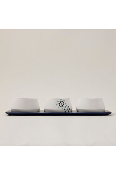 Dallaty white porcelain nut bowls with tray set 4 pcs