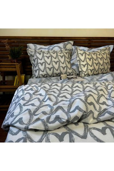 Pucioasa Crepe linen 1 person, 100% cotton, Grey Hearts