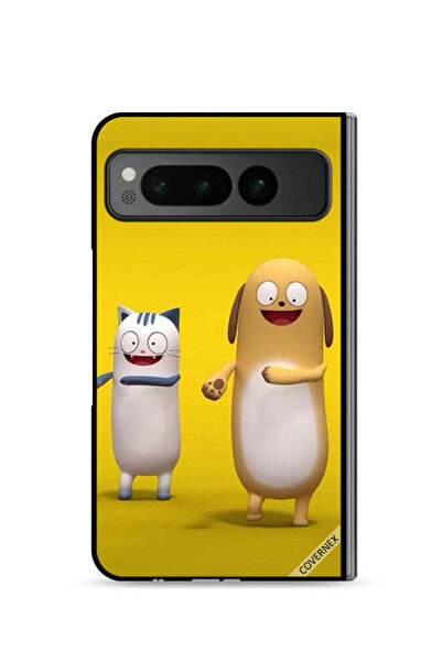 Covernex غطاء حماية لجهاز Google Pixel Fold 5G بتصميم قصة قطة وكلب