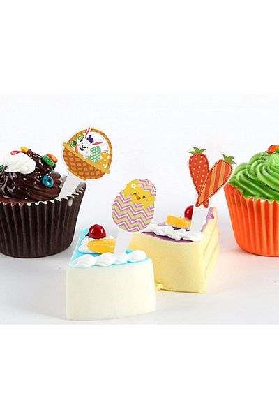 HEIGOO Set of 12 Easter cake decorations, paper, multicolor, 11 cm