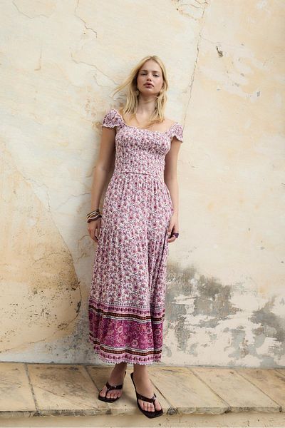Stradivarius Flowy long printed dress