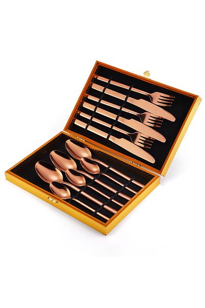 Trendy's 12-piece stainless steel cutlery set, TRENDY'S, rose