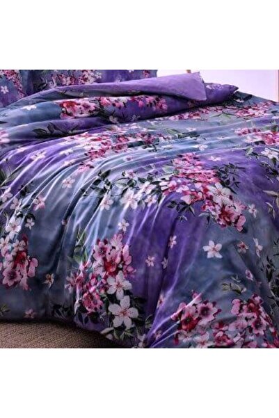 Taç 6-piece satin double bed linen with flowers, duvet cover 200x220cm, Tac Delux Digital Daphne